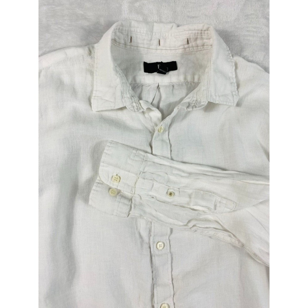2/$30 Banana Republic 100% Linen Button Up Shirt Sz XL White Long Sleeve Coastal